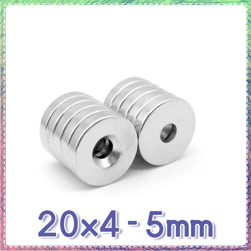 

2/5/10/15/20/50PCS 20x4-5 Round Rare Earth Magnet 20*4 mm Hole 5mm Disc Countersunk Permanent Neodymium Magnet 20x4-5mm 20*4-5