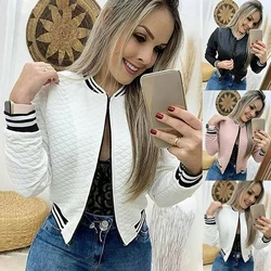 Chaqueta acolchada con cuello redondo para mujer, abrigo corto con cremallera y costuras, moda de ocio, otoño e invierno, 2021
