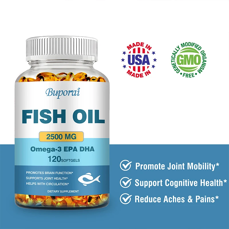 Omega 3 Fish Oil - Support Brain & Nervous System Health, Cardiovascular & Skin Health, Antioxidant