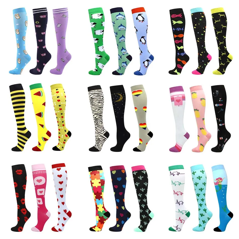 3 pairs of women's compression socks men's outdoor sports socks pregnant women's varicose vein socks