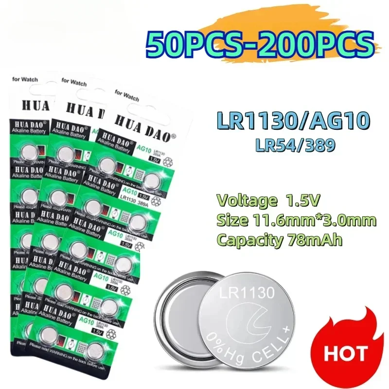 AG10 LR1130 1.55V Button Battery LR 1130 SR1130 389A LR54 L1131 For Watch Hearing Aid Flashlight Calendar Toys Alkaline Battery