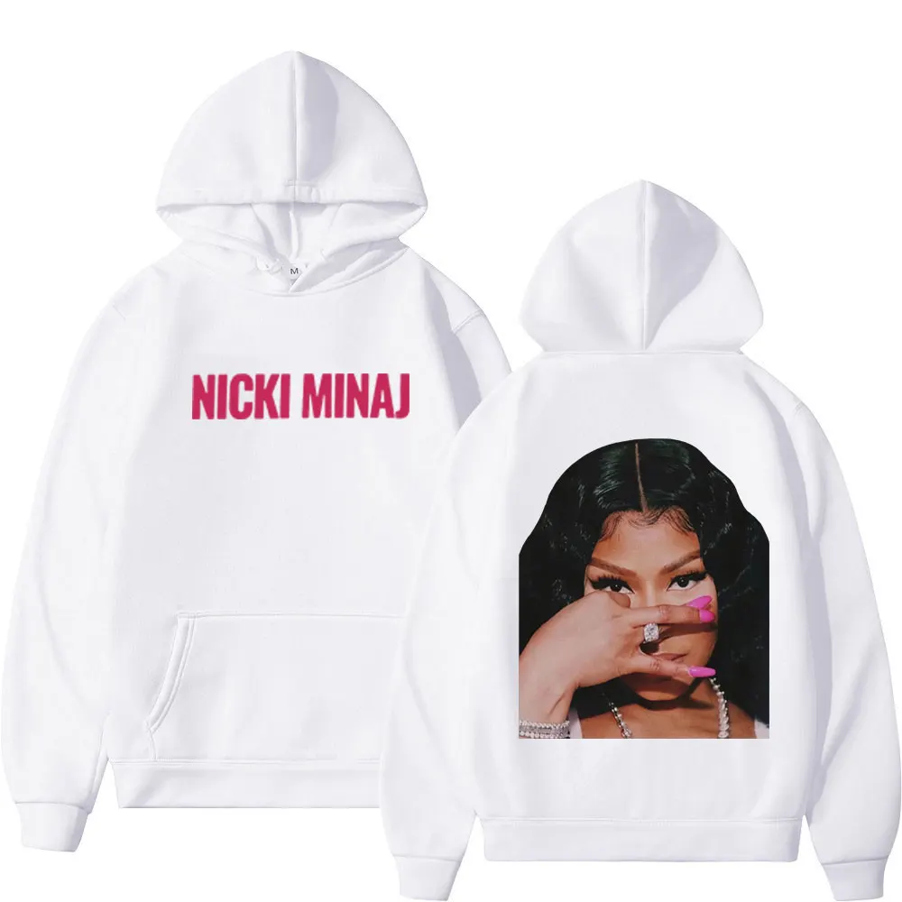 Singer Nicki Minaj Print Hoodie Men Women Street Fashion Hip Hop Hooded Sweatshirts Autumn Winter Trend Vintage Loose Pullovers