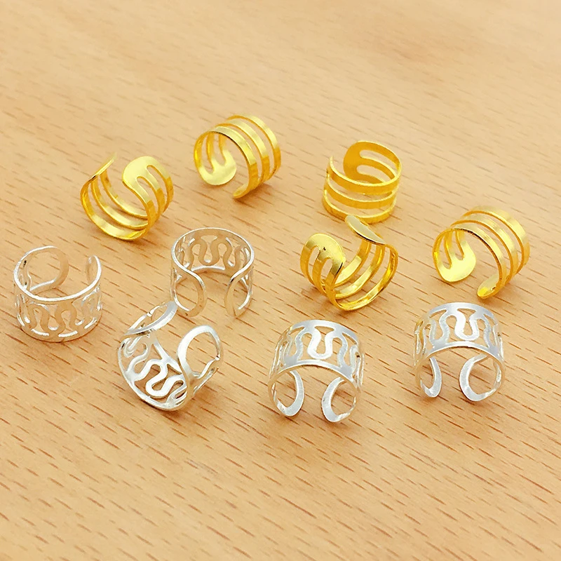 

50 шт. золотые и серебряные металлические кольца для волос, бусины, манжеты, тюбики, подвески, оплетка для Волос Dreadlock, не пирсинг, клипса для ушей, украшения для бороды, Стайлинг волос