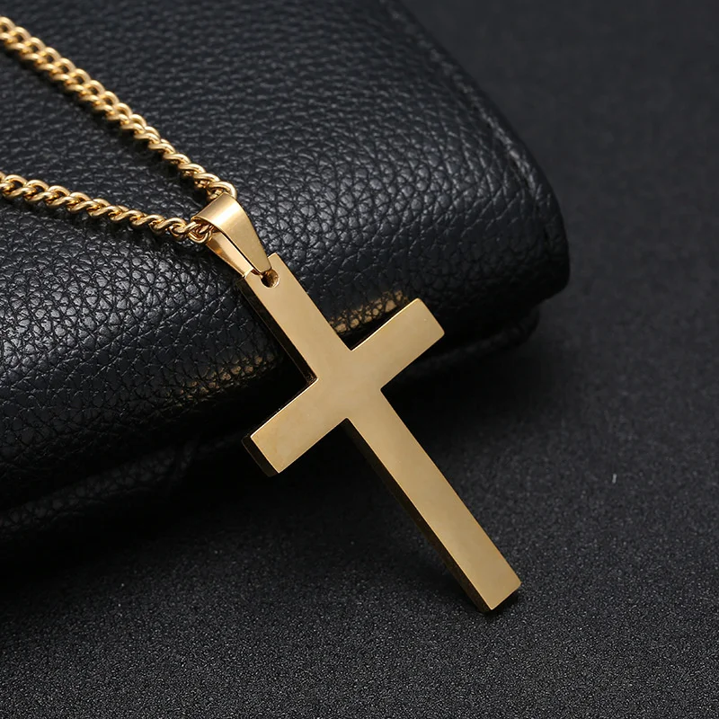 Wu\'s 2022 New Fashion Cross Pendant Necklace Ladies Mens Stainless Steel Chain Charm Necklace Cool Boys Girls Jewelry Gift