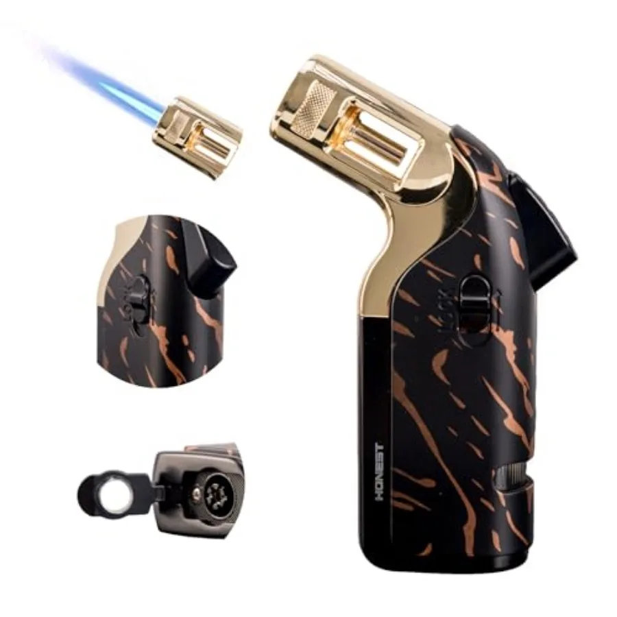 

Torch Lighter, Windproof Adjustable Single Jet Flame with Punch, Refillable Cool Lighter with Safety Lock for Camping, Travel i