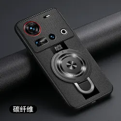 For Nubia Z70 Z60 Ultra Case Magnetic Ring Holder Luxury Silicone Sheepskin Leather Plexiglass Pu Premium Shockproof Back Cover