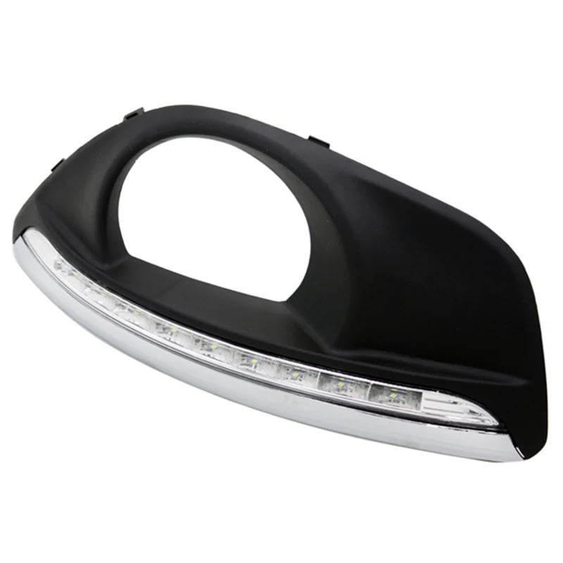 A48P-12V Led سيارة Drl النهار تشغيل أضواء الملحقات مع ثقب مصباح الضباب لشركة هيونداي سانتا في 2010 2011 2012 #3
