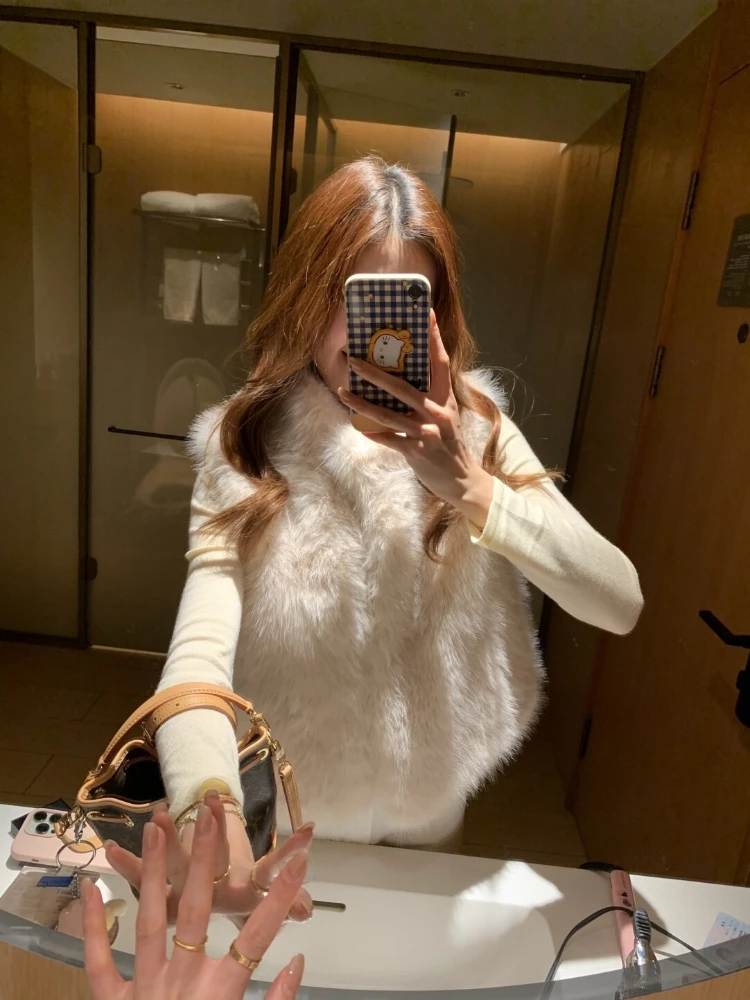 Gilet da donna in pelliccia sintetica volpe cappotti giacche cappotto spesso caldo Y2k streetwear giacca elegante lavoro senza maniche gilet autunno inverno 2025