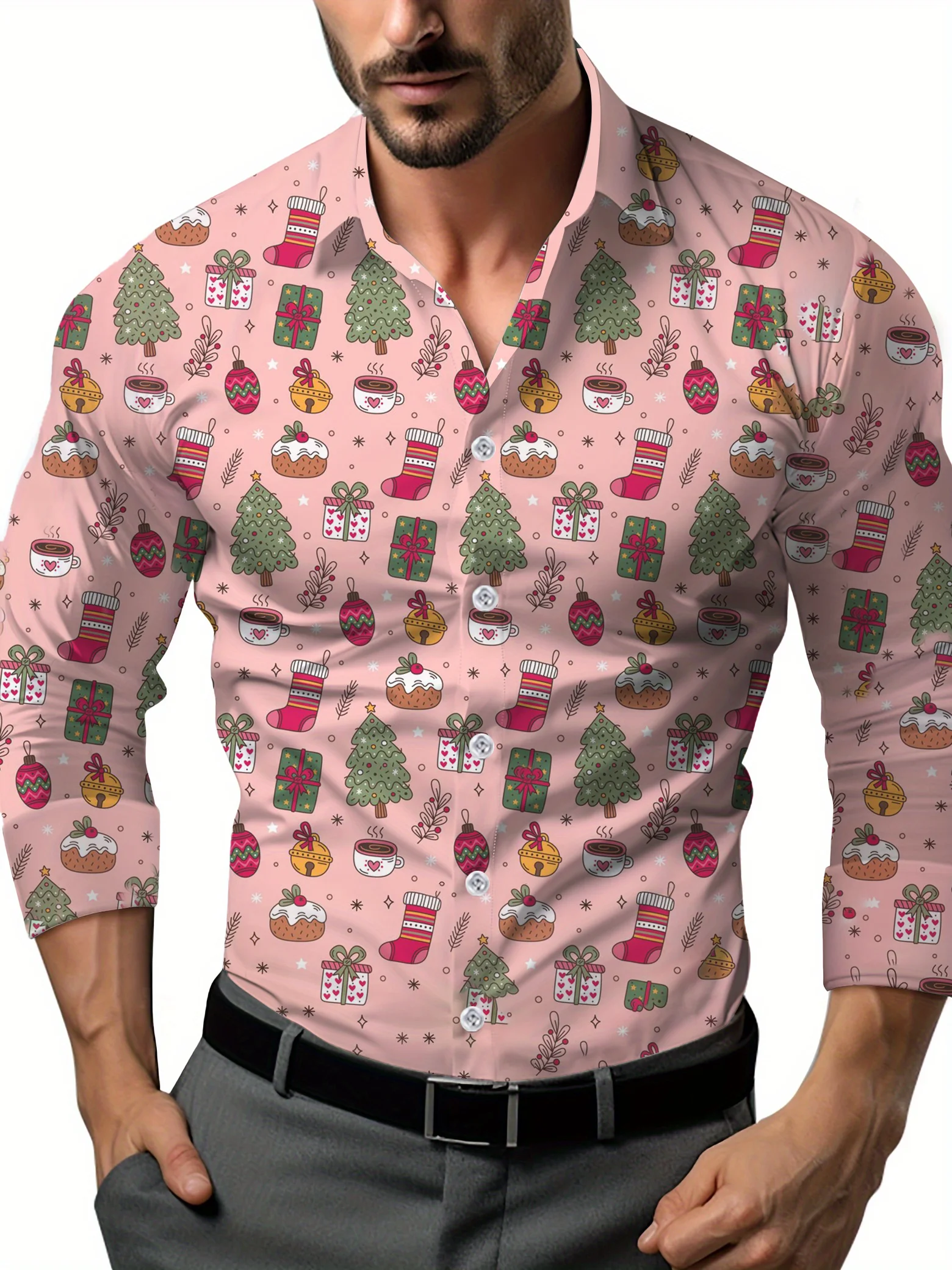 

New Casual Sport Premium Shirt Men's Shirt Street Social Everyday Wear 2024 Loose Comfortable Fashion Style Christmas Top