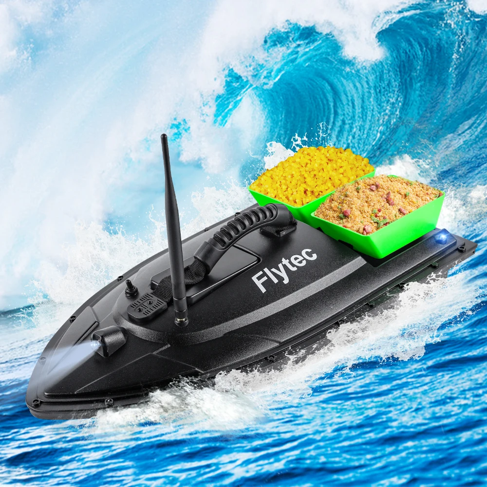 

Flytec Fishing Bait Boat 500m Remote Control Bait Boat Dual Motor Fish Finder 1.5KG Loading with LED Light for Fishing Bait Boat