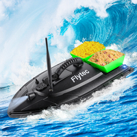 Flytec Fishing Bait Boat 500m Remote Control Bait Boat Dual Motor Fish Finder 1.5KG Loading with LED Light for Fishing Bait Boat