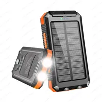 10000mAh/20000mAh S11 Solar Power Bank, Portable Charger with Dual USB & LED Light for Phones