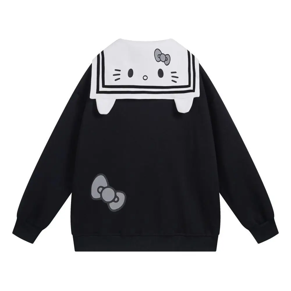 Kawaii مرحبا كيتي الفتيات سستة البلوز Sanrioed أنيمي الربيع القطن لطيف البحرية طوق سترة معطف طالب فضفاض القمم الاتجاه