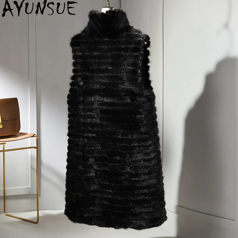 Ayunsue casaco de pele para mulher 2025 nova chegada roupas pretas mulher casaco inverno outono casual moda roupas para mulher veste hiver