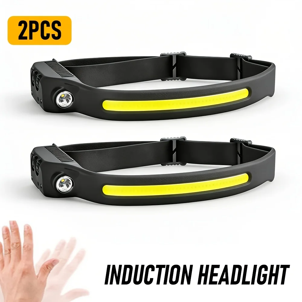 Sensor Headlamp USB Rechargeable LED Flashlight XPE+COB Torch Camping Waterproof Headlight for Fishing Lantern 1/2/3/4/5/8/10PCS