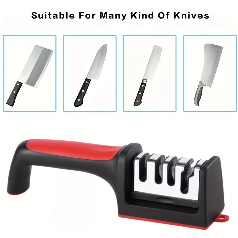 Custom.4-Stage Kitchen Knife Sharpener - & Ceramic Rods, Tungsten Steel Blades - Easy Manual Sharpening Home Us