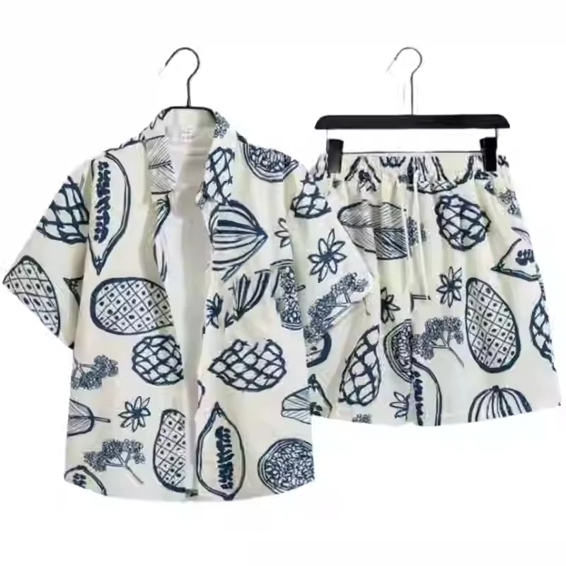 2025 Summer Fashion Harajuku Polynesian Coconut tree Hawaiian Shirt Suit Plus Size Beach Button Short Sleeve Casual Loose Tee
