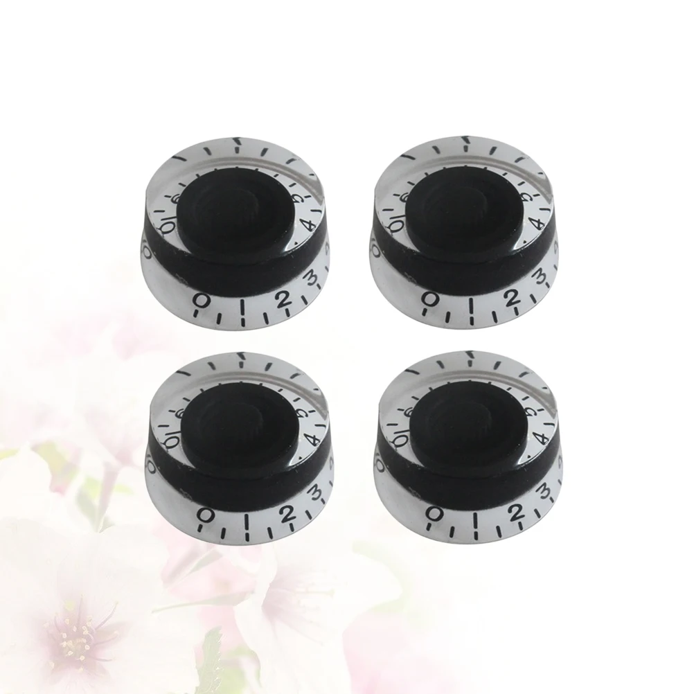

4 Pcs Large Round Knob Set Amplifier Effect Pedal Knobs for Guitar Black Letter Control