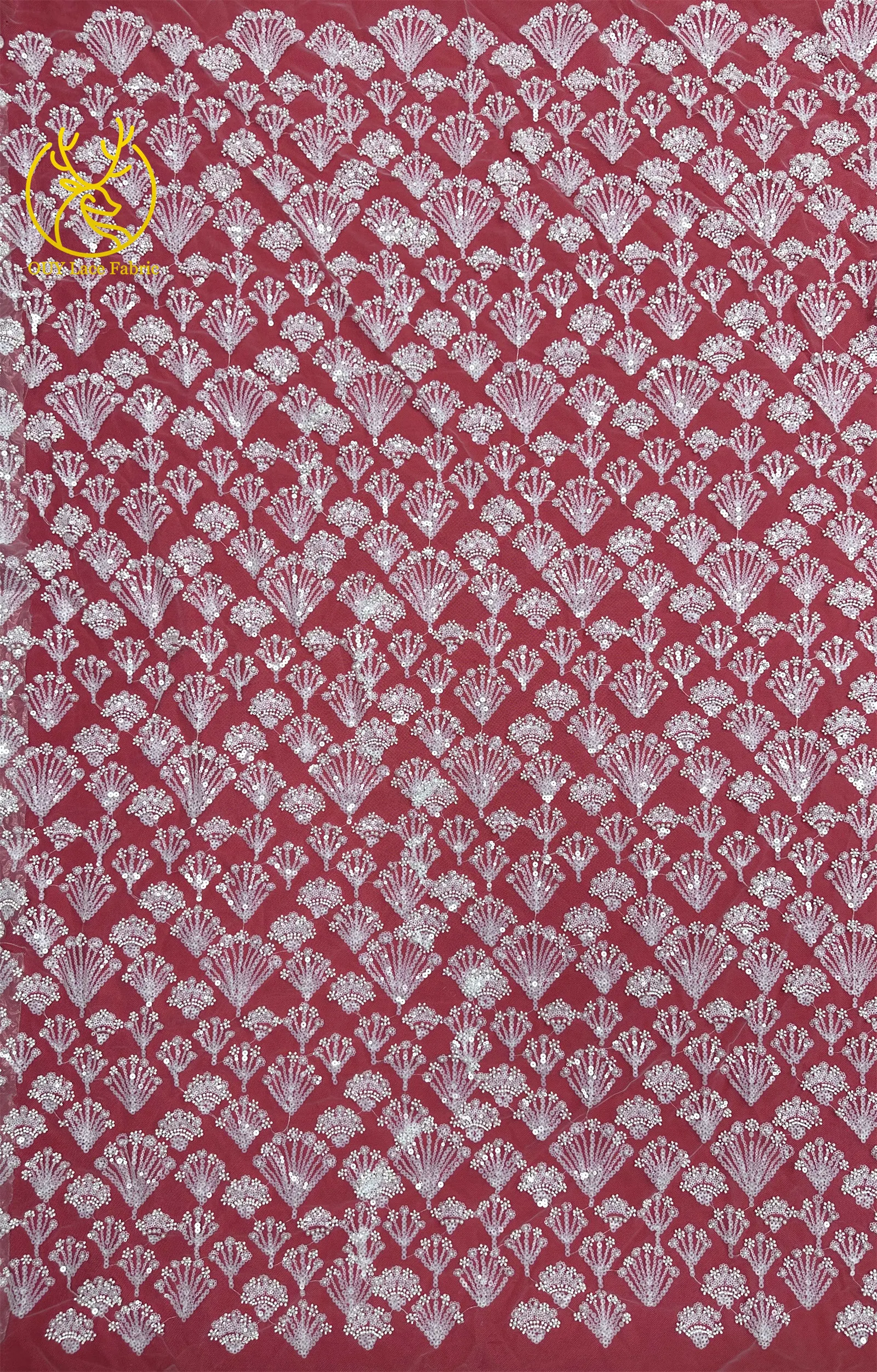Luxuriöser französischer Perlen-Pailletten-Spitzenstoff 5 Yards Premium Hochzeitsstoff Nigerianischer Bräutigam Bestickter Tüll-Spitzenstoff für Brautkleider – Detail 11
