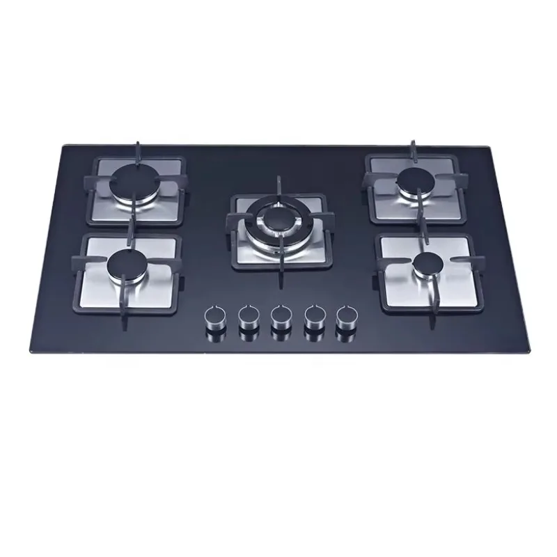 Best-selling Built-In Tempered Glass Panel Top Gas Hob 5 Burner Class a Energy Efficient Cooktop for Household & Hotel Use