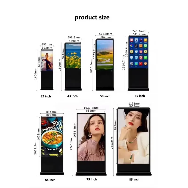 43 Inch High Quality LCD Screen Floor Standing Digital Signage for Shopping Mall Restaurant and Store Menu Display