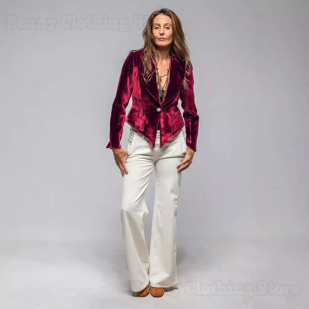 Gold Velvet Suit Women's Jacket European And American Short Slim One-Button Slim Spring And Autumn Casual Suit