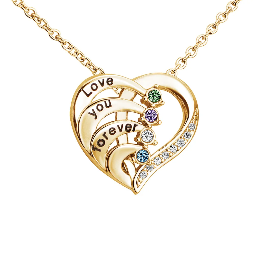 

Personalized Birthstone Name Necklace Customized Name Heart Pendant Zircon Heart Necklace Mother's Day Gift