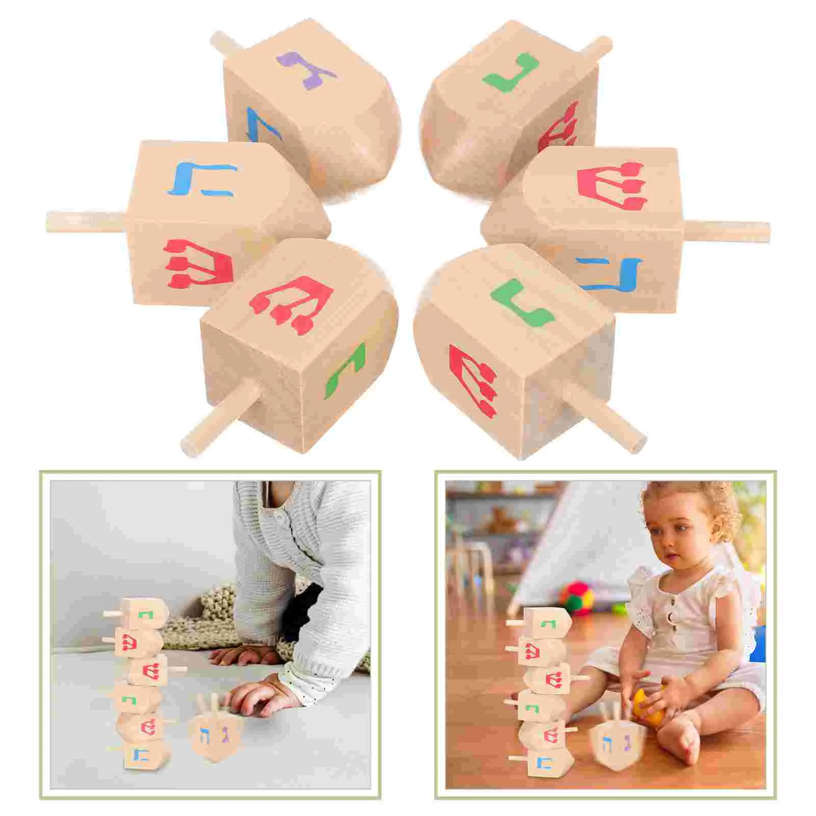 6 Pcs Spinning Top Gyro Playthings Kids Toys Funny Mini Desktop Supply Toddler Wooden for