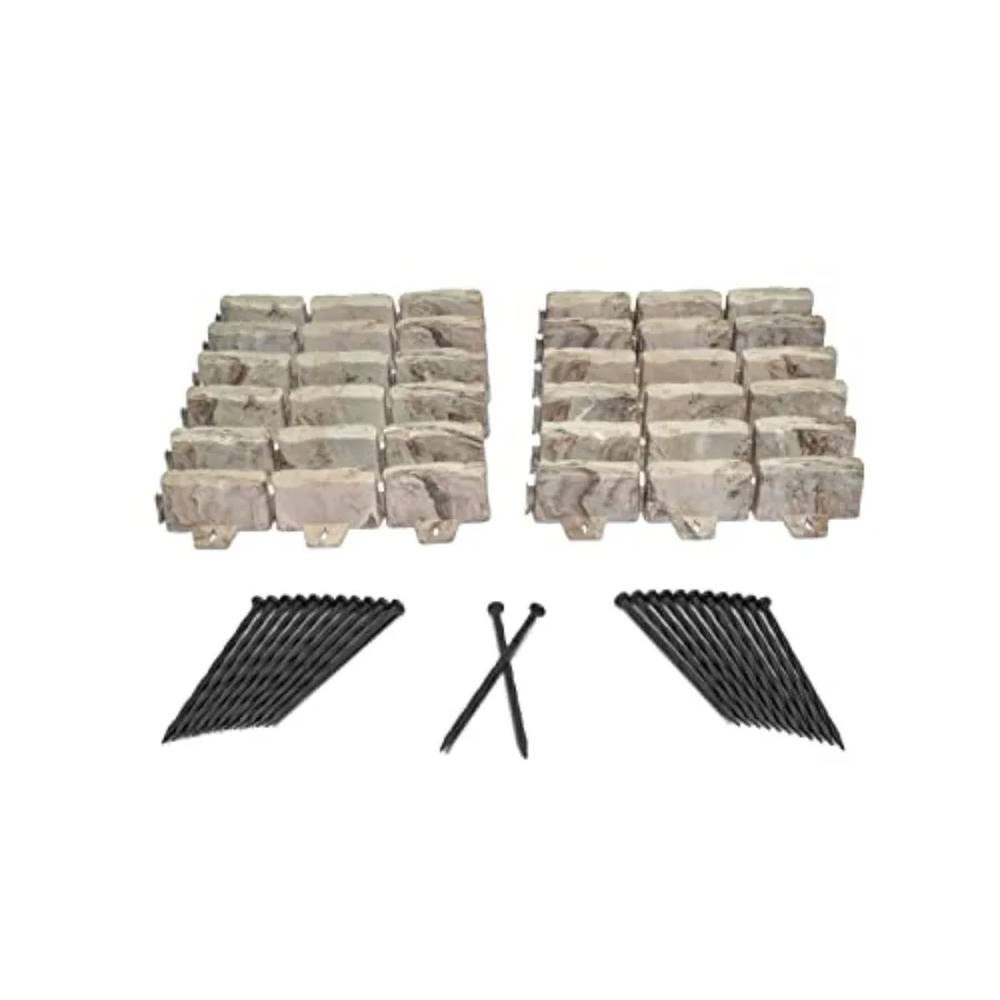 

No-Dig Landscape Edging with Anchoring Spikes 2.7 in Tall Decorative Stone-Look Garden Border Kit