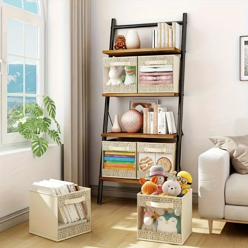 6 Pack Fabric Storage Cubes With Harvest Window, Foldable 11 Inch Cube Storage Bins, Storage Baskets Fo