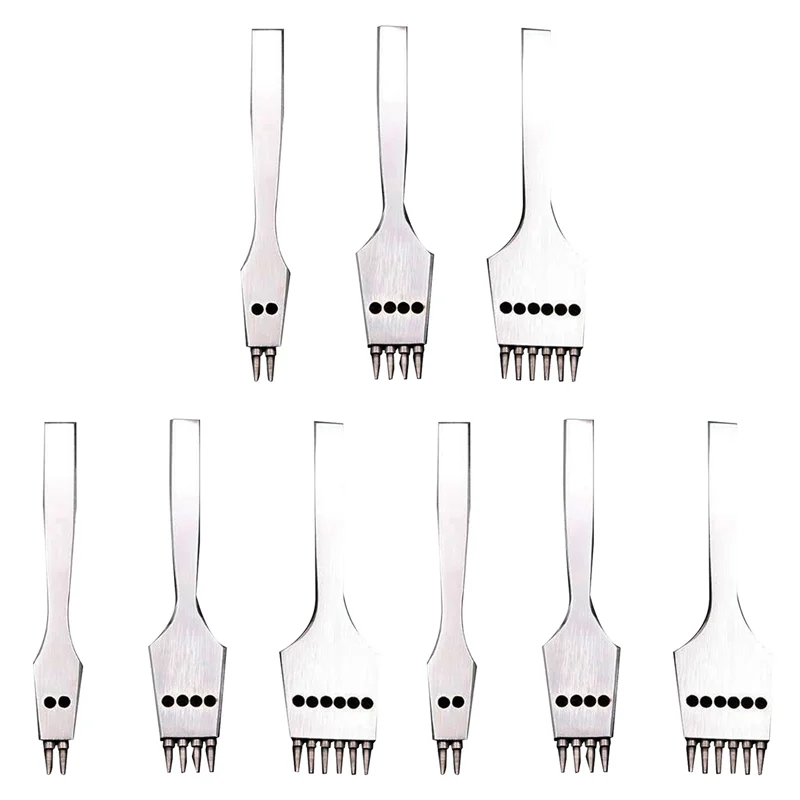 

A93E-9 шт., 4 мм, кожаный перфоратор с круглым отверстием, съемное долото для штамповки швов, инструмент/набор