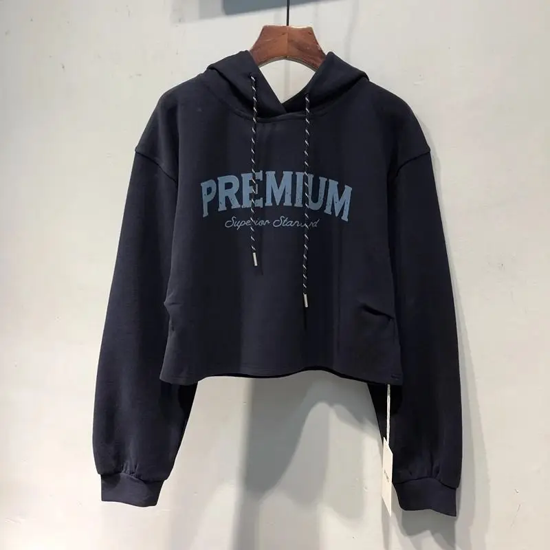 

Femme Spring Autumn Korean Printing Solid Color Hoodies Women Clothes Simplicity Appear Thin Young Style Long Sleeve Pullovers