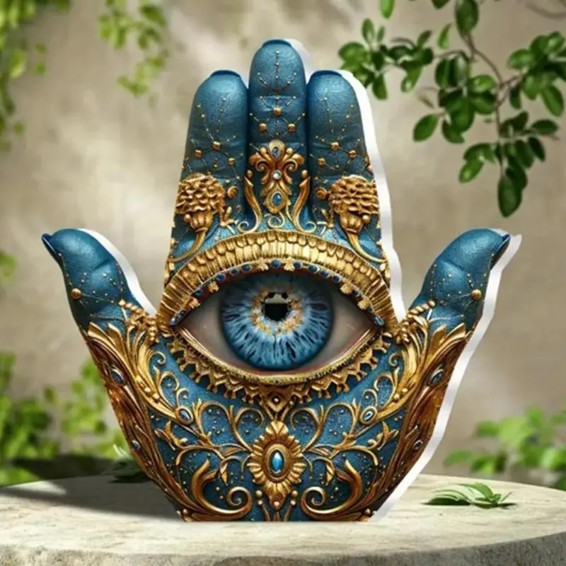 Evil Eye Hand Decor Palm Sculpture Evil Eye Hands Decorative Sculpture Home Decor Statue Figurine Ornament for Bookshelf Desk