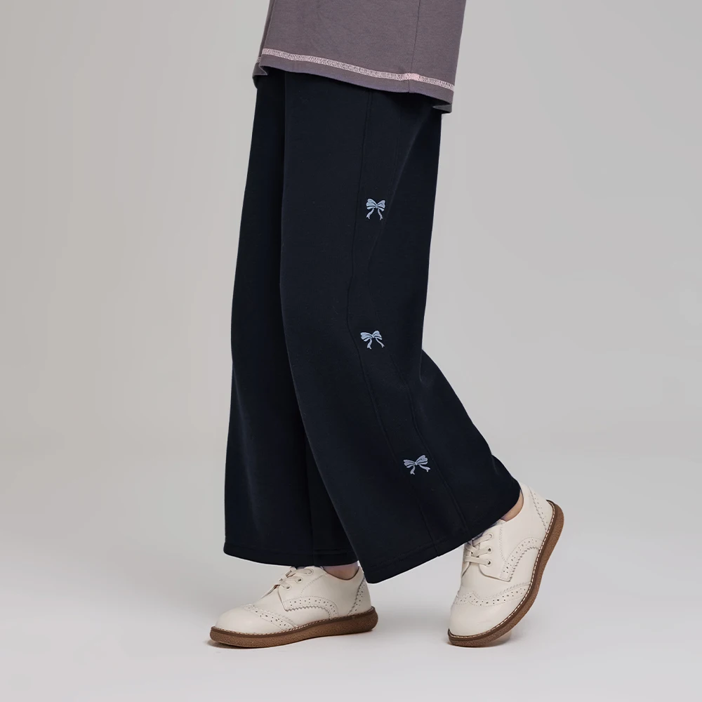 Dave Bella Children Autumn Embroidery Wide Leg Pants Casual 7-13 Years Teen Girls Straight Pants Elastic Trousers DK3263401