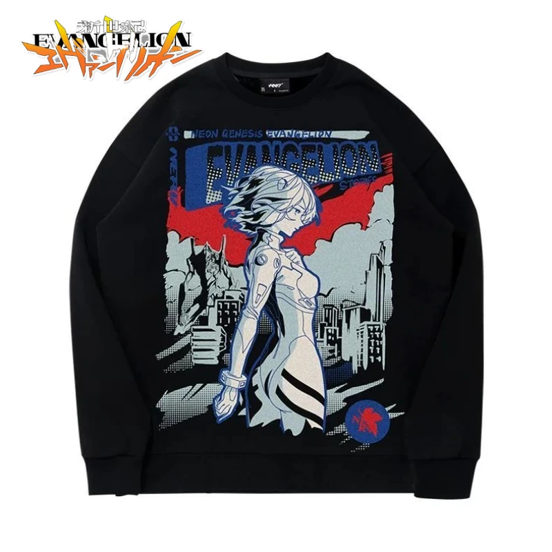 

EVA Ayanami Rei anime cartoon Japanese style washed vintage retro T-shirt for men and women spring new sweatshirt jacket gift