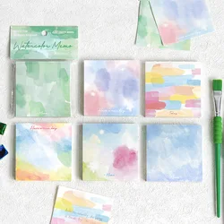 100 Pcs Memo Pad Colored Non-Sticky Notes Watercolor Scrapbook Paper Assorted Pink Blue Watercolor Print Card Stock Paper