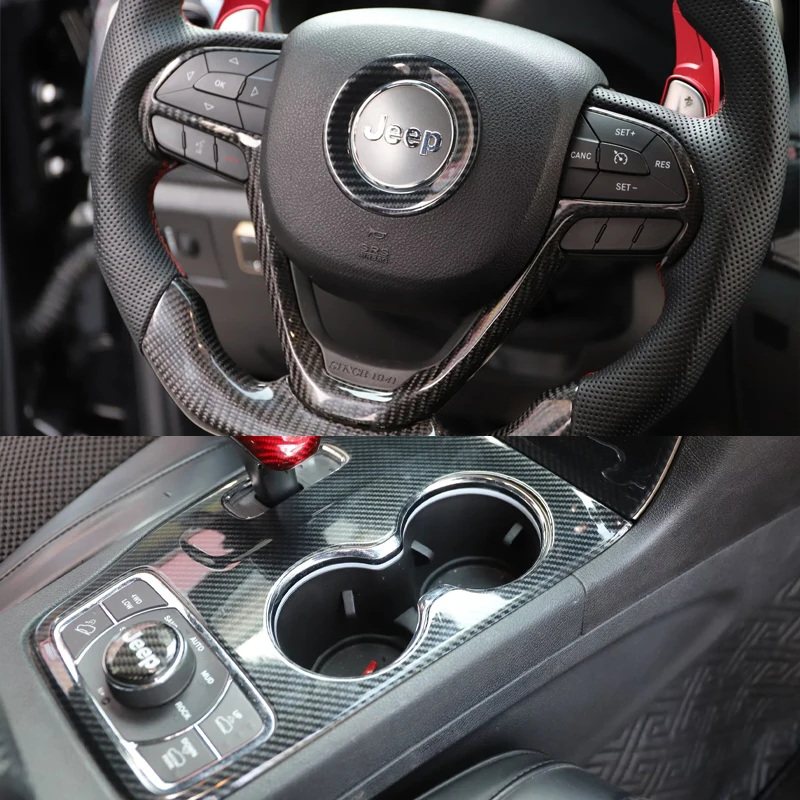 For Jeep Grand Cherokee Car Steering Wheel Dashboard Panel Cover Decoration Sticker Full Sets Interior Modification Accessories view 4