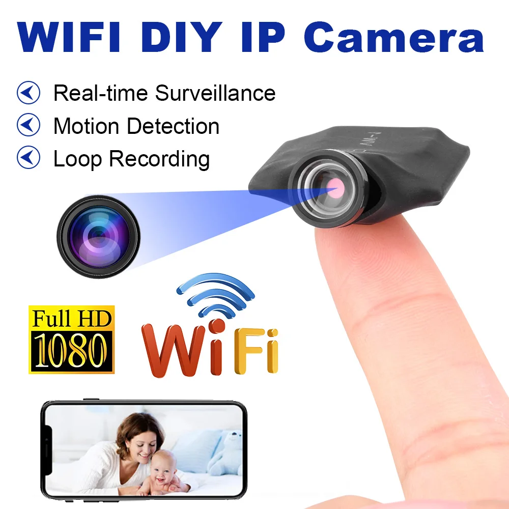

Mini WiFi Camera Wireless 1080P Surveillance Security Video Cam Night Vision Motion Detect Camcorder in Home Office Video Record