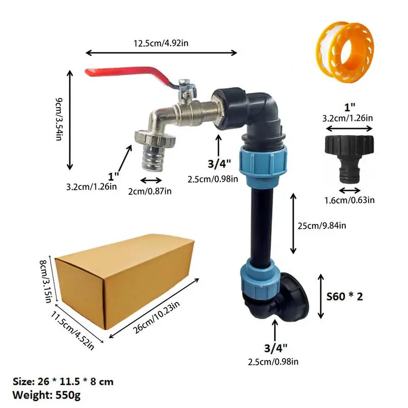 Tote Hose Adapter Threaded Hose Faucet Zinc Alloy Faucet With Extension Tube Leakproof Faucet Valve Garden Tube Bib For Garage