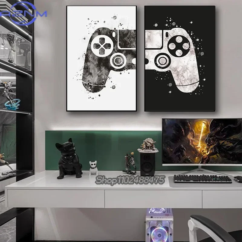 Canvas Paintings Game Gaming Room Gamepad Abstract Posters and Prints Wall Art Pictures Gamer Gift for Boys Children Room Decor