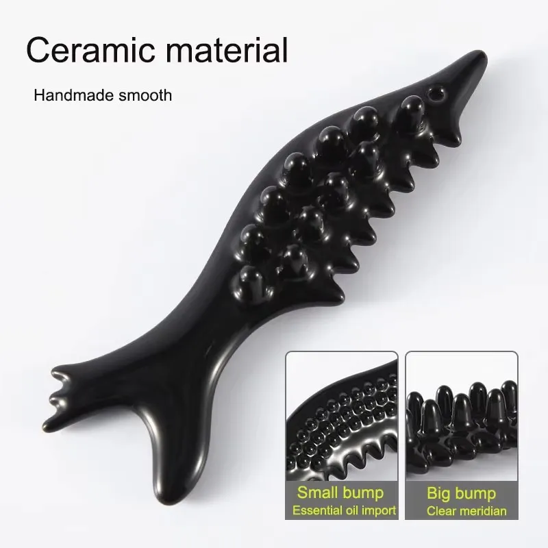 Ceramic Fish-Shaped Gua Sha Board Massage Dredge Meridians Beauty Lifting Points Dialing Facial Spa Scraping Massager