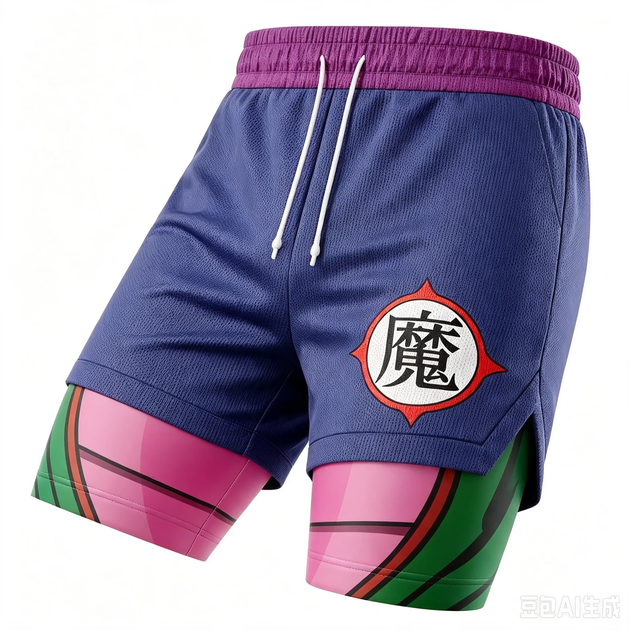 2026 Sommer Dragon Ball Z Dämonenmarkierung Piccolo 2-in-1 Doppelschicht-Shorts Übergroße Herren- und Kinder-Fitness-Retro-Unisex-Sportshorts – Detail 4