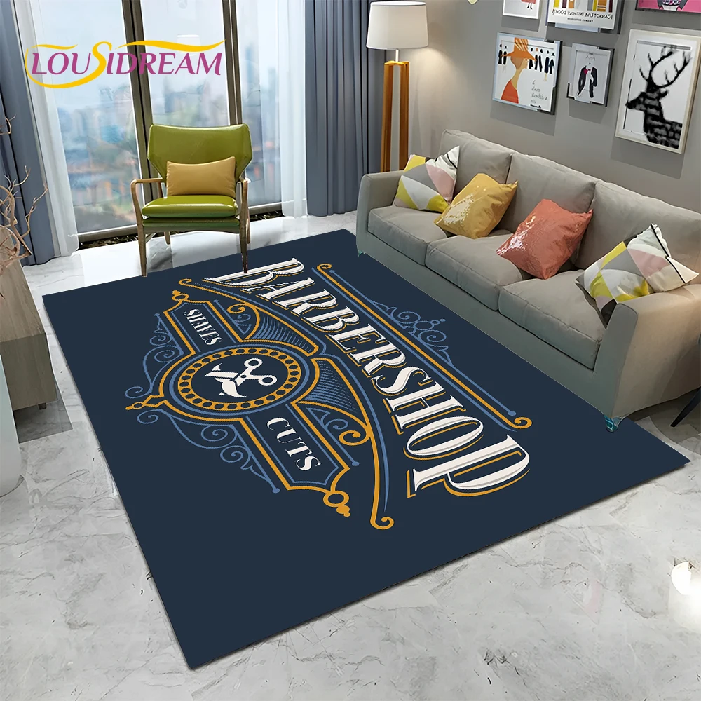 Barber Shop Sign 3D Skull Vintage HD Carpet Rug for Home Living Room Bedroom Sofa Doormat Decor,kids Area Rug Non-slip Floor Mat