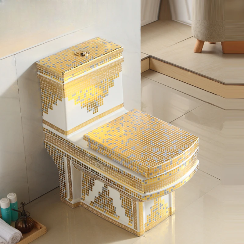 

Mosaic ceramic ware with personalized creativity, silent color gold, super whirlpool style toilet