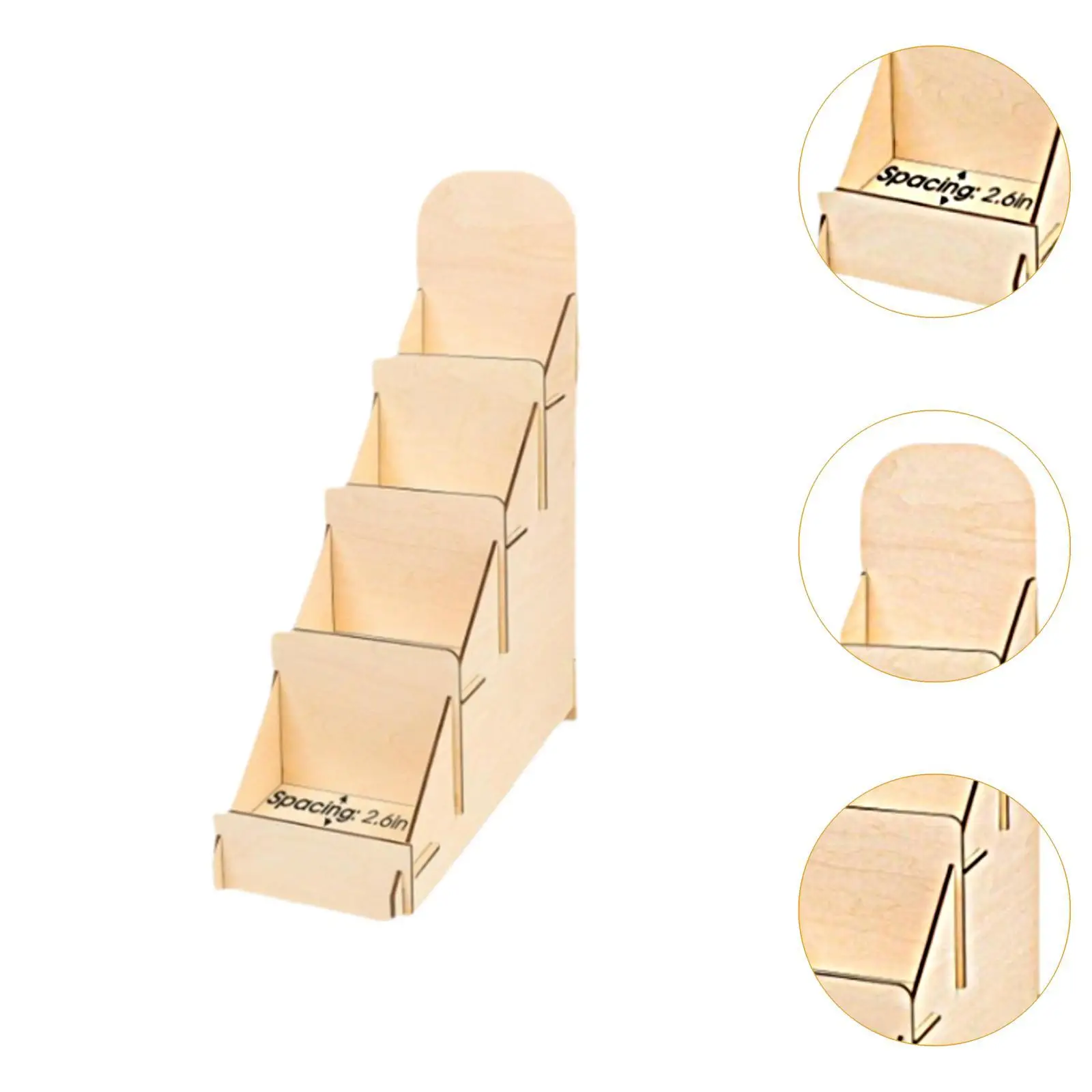 Wooden Postcard Display Rack Four Tier Card Organizer Stand for Tabletop Sticker Presentation