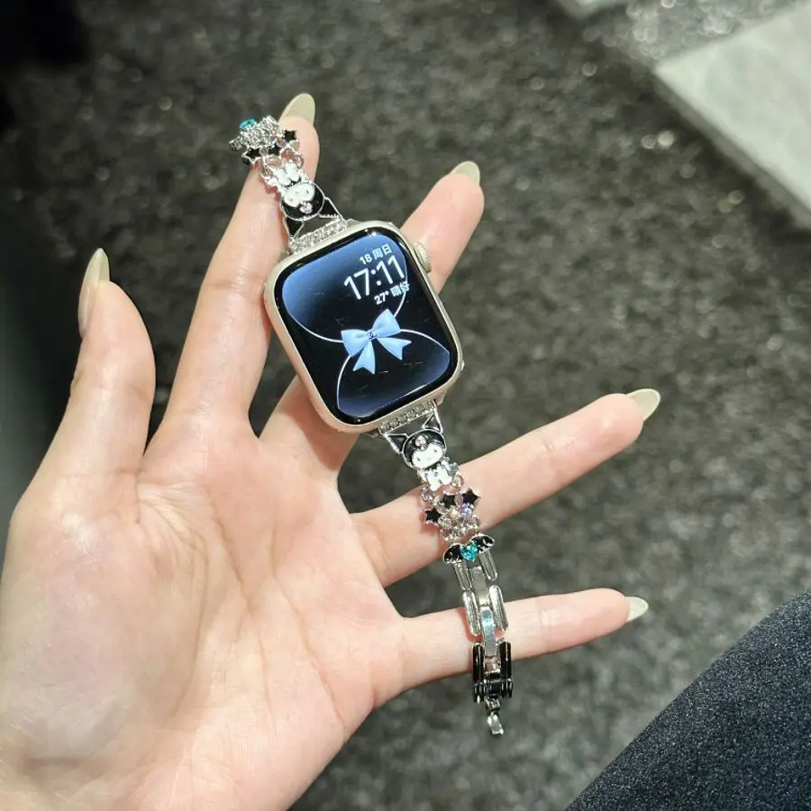 Y2k Girls Kuromi Metal Strap for iWatch 10 Ultra 46mm 9 8 7 Band 42mm 45mm 41mm Women iWatch Series 6 SE 40/44/49mm Watchband