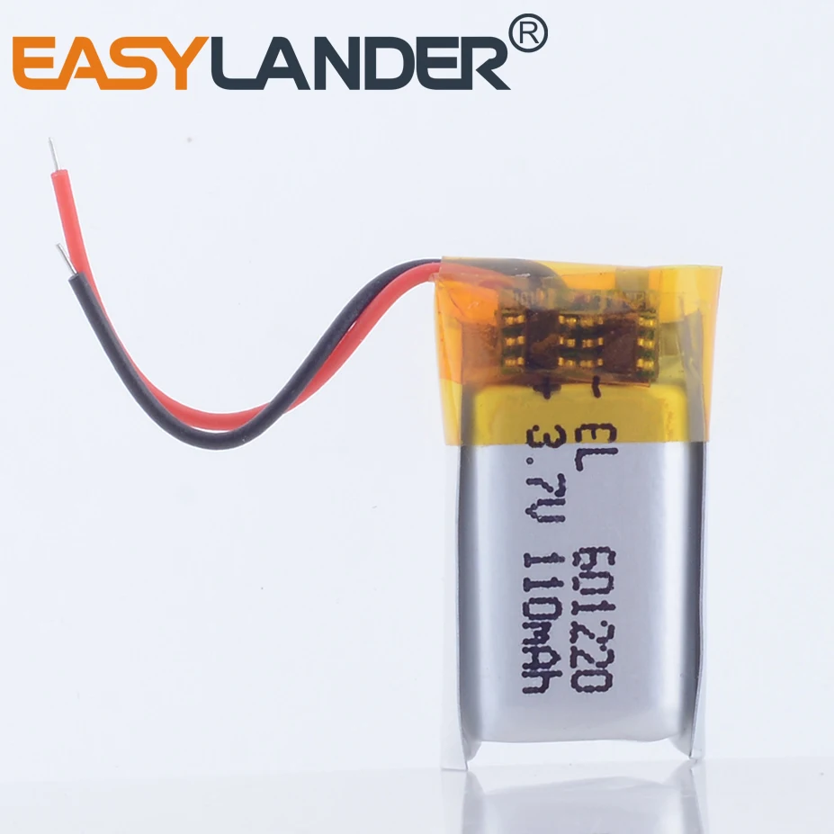 10 unids/lote 601220   Batería recargable LiPo de polímero de litio de 3,7 V y 110mAh para Mp3, auriculares Bluetooth, grabadora, bolígrafo, auriculares, vídeo