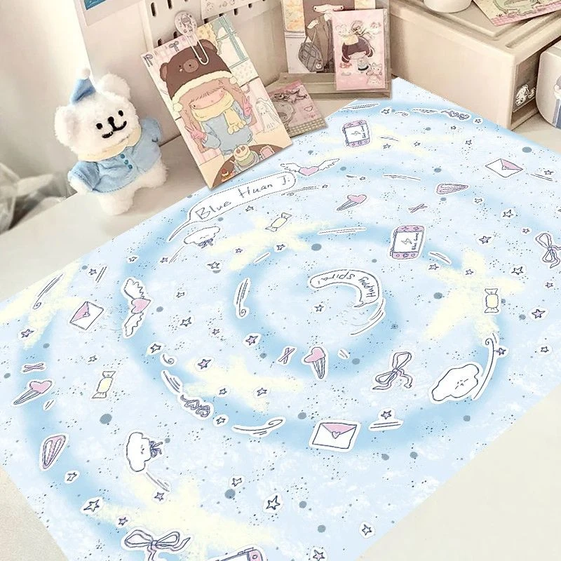 Korean Cartoon Cat PU Leather Desk Pad Mouse Protector Large Small Mouse Mat Home Office Game Pc Laptop Keyboard Mat Carpet