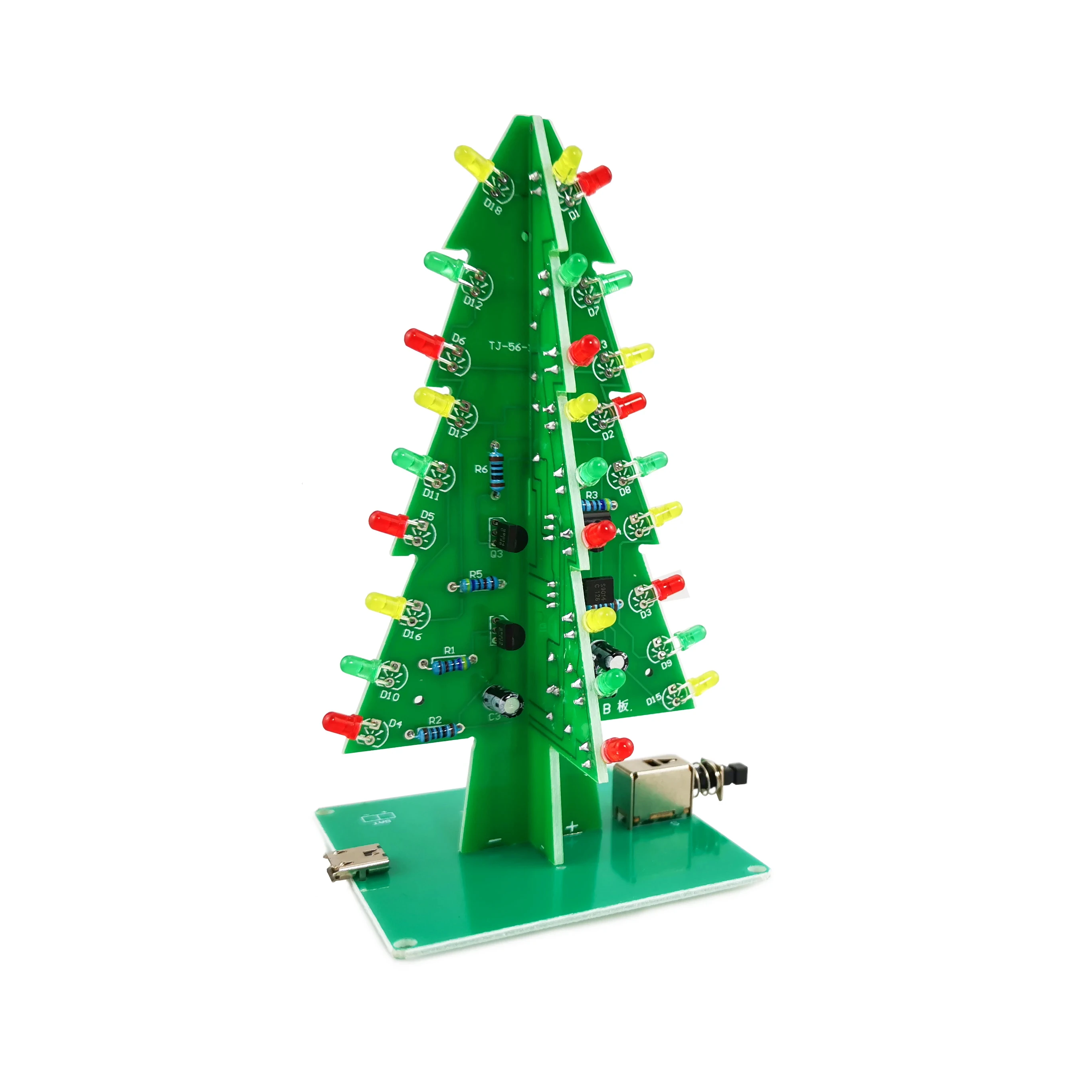 DIY Christmas Tree 7 Colours LED Flowing Lights Electronic Soldering Kit Practice Making Projects