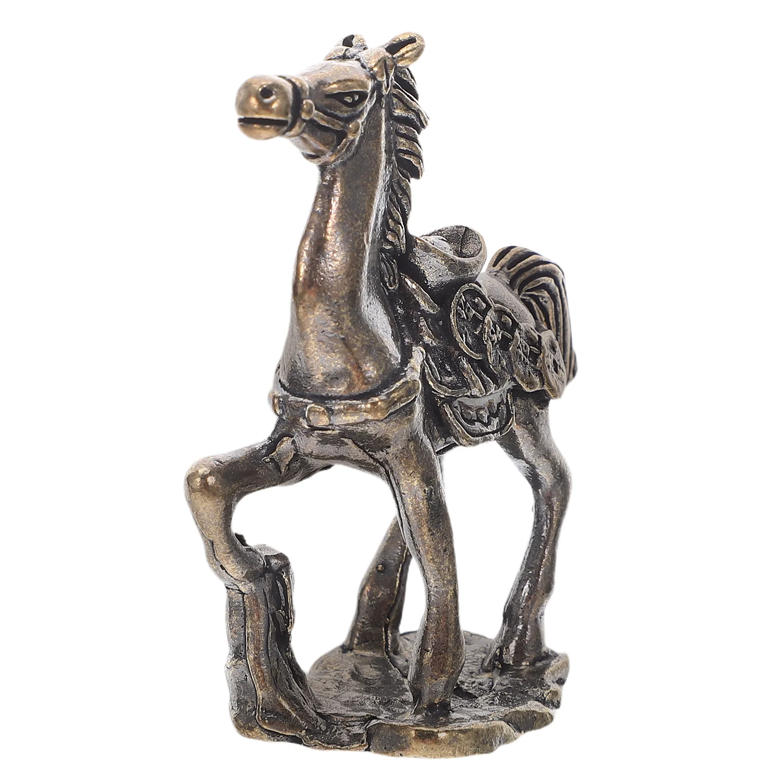 

Golden Horse Ornament Handcrafted Brass Prosperity Statue Zodic Horse Sculpture for Living Room Study Tea Table Decoration